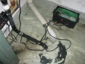 flooded basement water damage due to failed sump pump