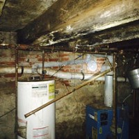 mold growth in basement after burst water heater